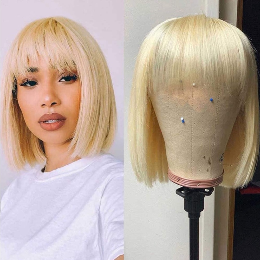 613 Blond Wig 100% Remy Human Hair 12”